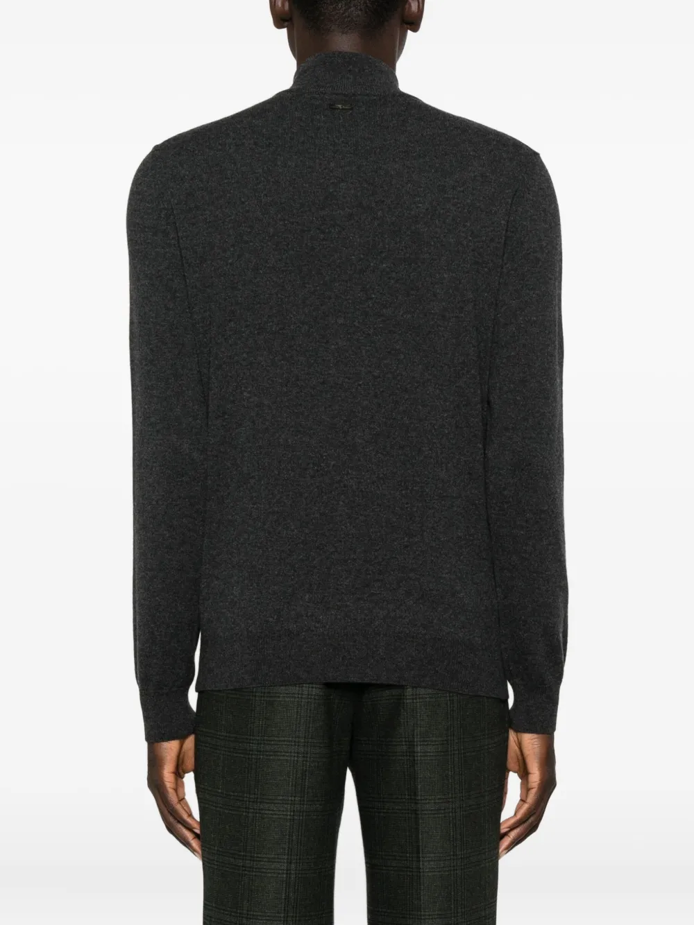 Corneliani High-neck Half-zip Sweater In Gray
