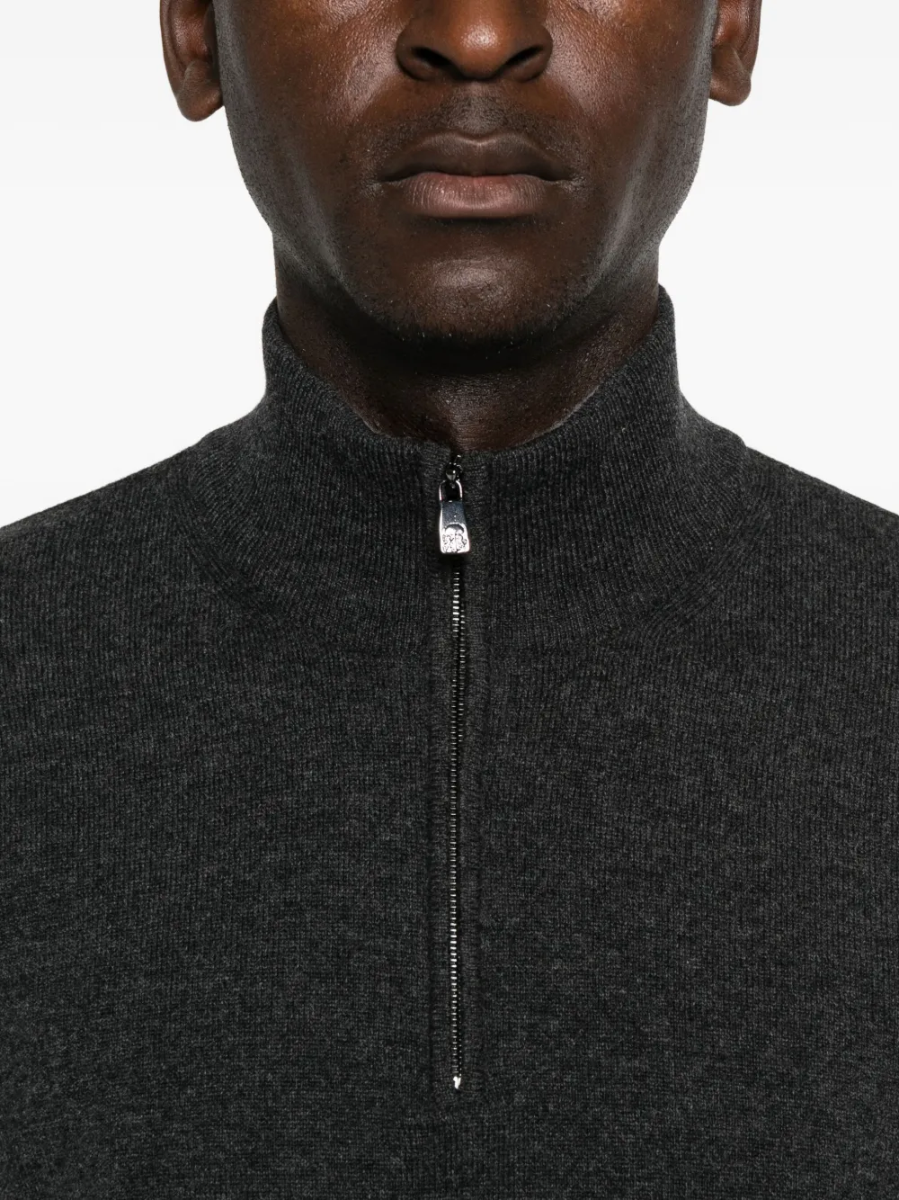 Corneliani High-neck Half-zip Sweater In Gray