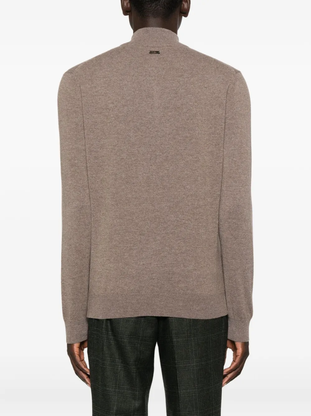 Corneliani High-neck Half-zip Sweater In Brown