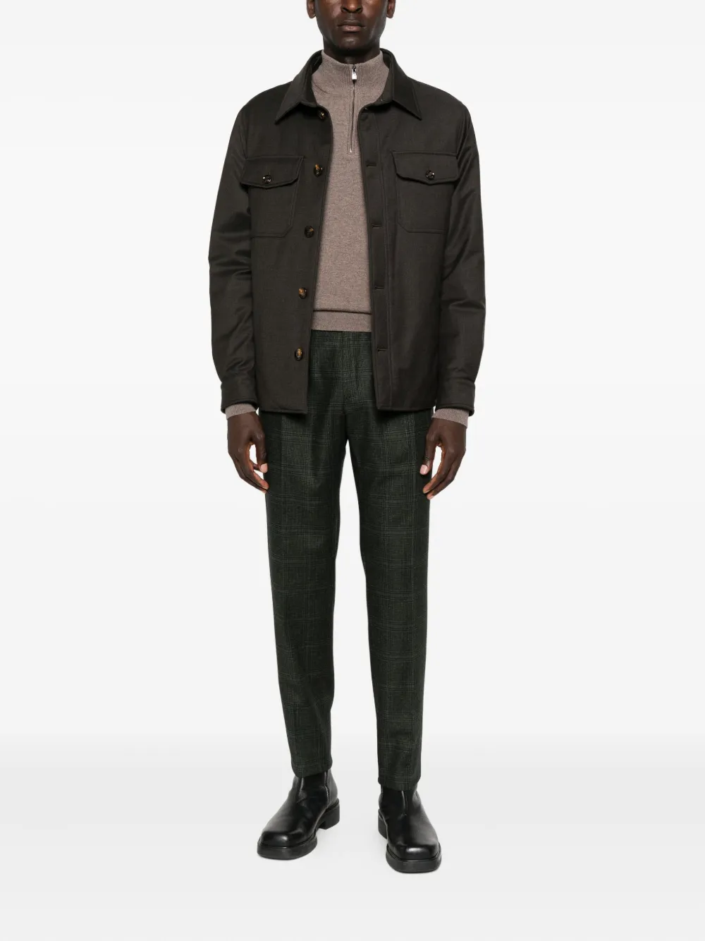 Corneliani high-neck half-zip sweater - Bruin