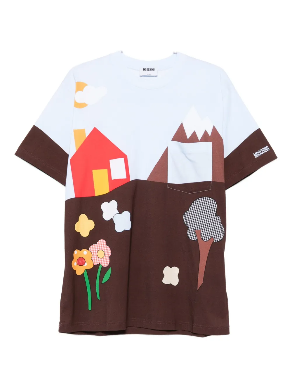 Moschino house-mountain print T-shirt Blauw