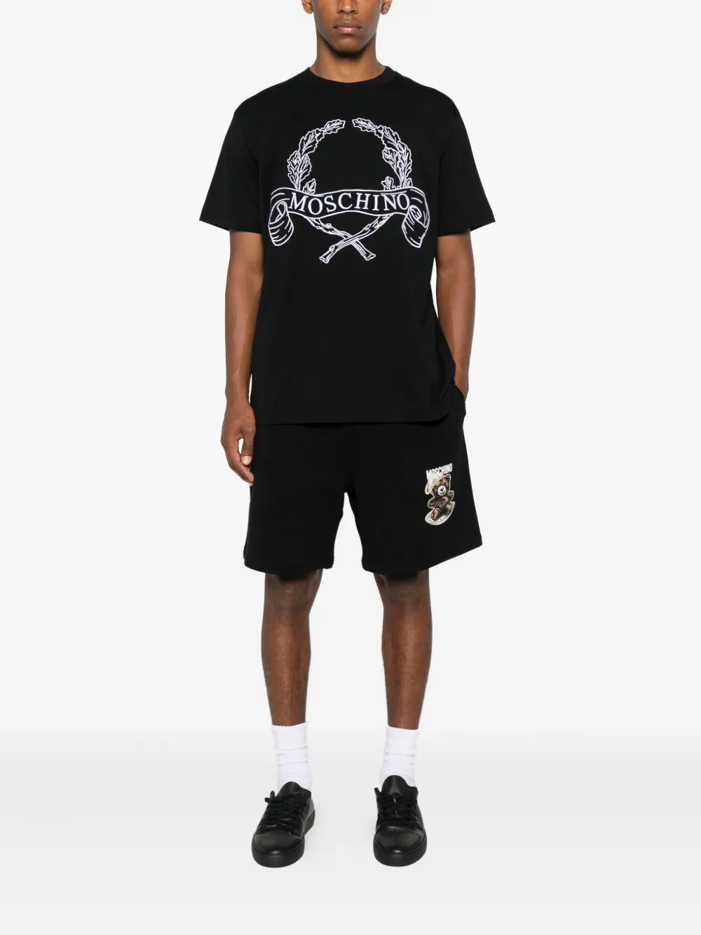 Moschino logo-embroidered T-shirt Zwart