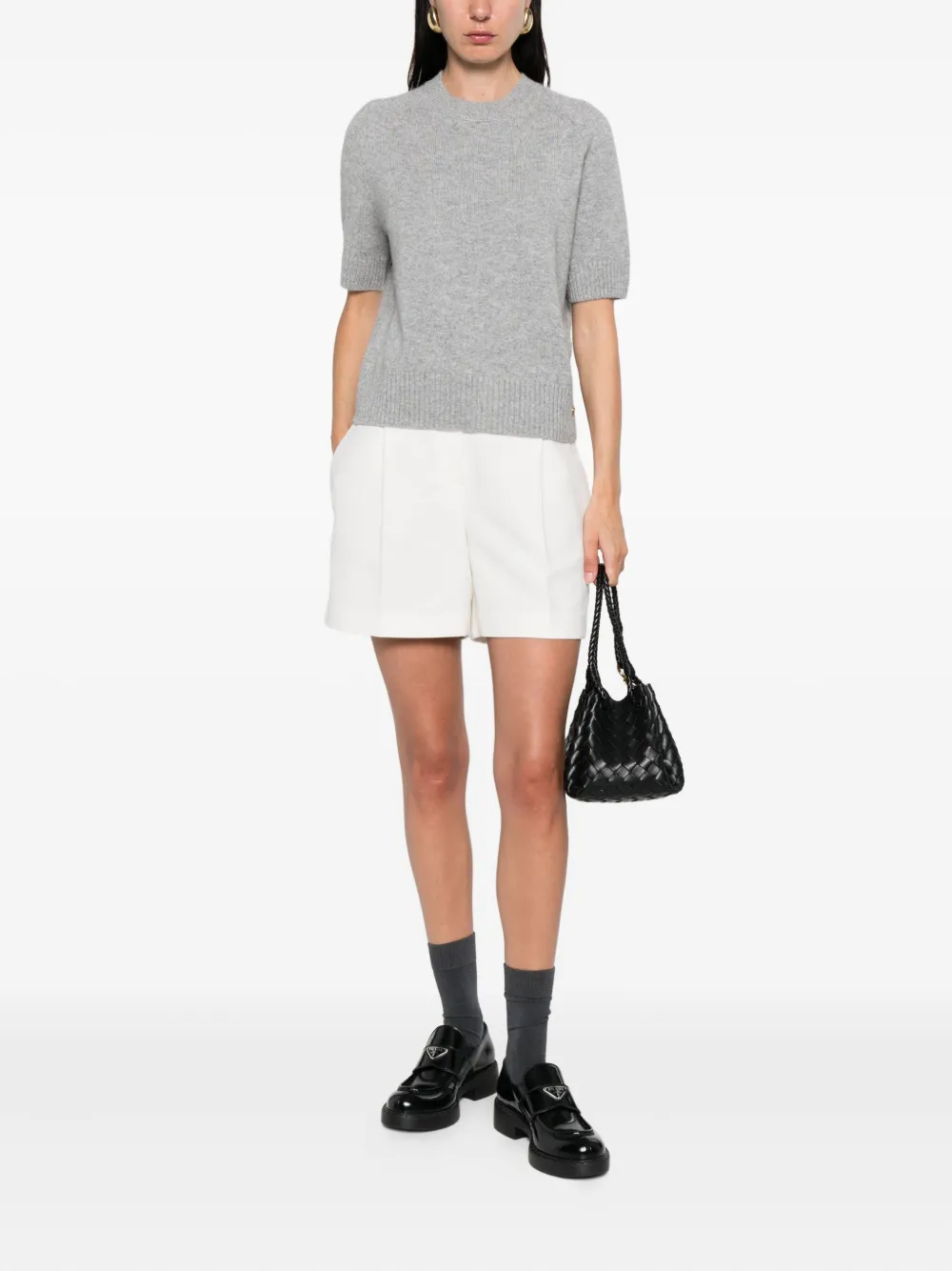 ANINE BING short-sleeve cashmere sweater Grijs