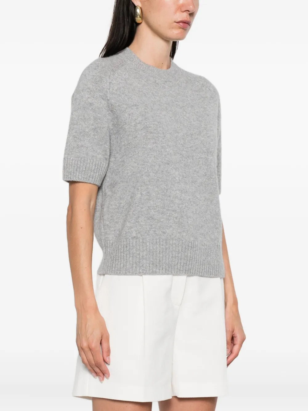 ANINE BING short-sleeve cashmere sweater Grijs