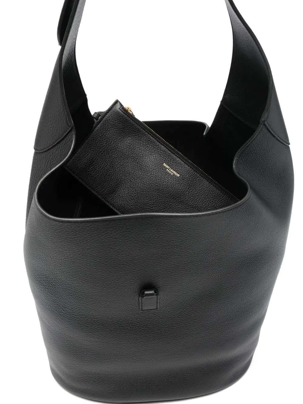 Saint Laurent Logo-plaque Shoulder Bag In Black