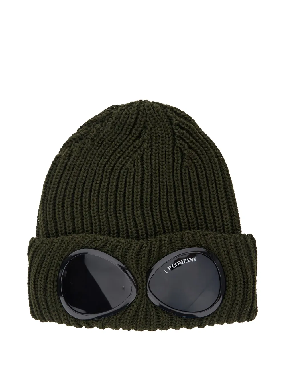 C.P. Company goggle-detail ribbed beanie hat - Verde