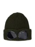 C.P. Company goggle-detail ribbed beanie hat - Green
