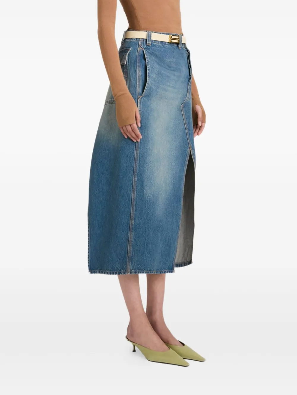 Victoria Beckham Asymmetrische cargo midi-rok Blauw