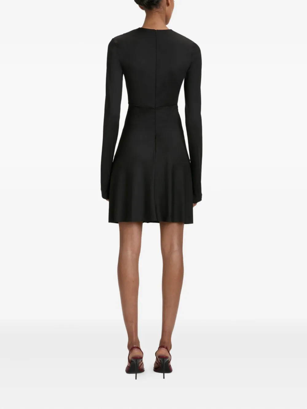 Victoria Beckham long-sleeve V-neck mini dress Zwart