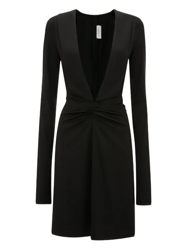 Victoria Beckham long-sleeve V-neck Mini Dress | Black | FARFETCH NO