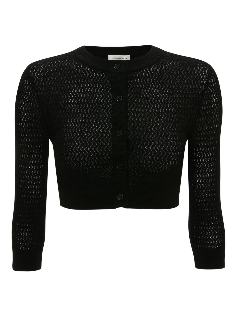 Victoria Beckham three-quarter sleeve cropped cardigan Zwart