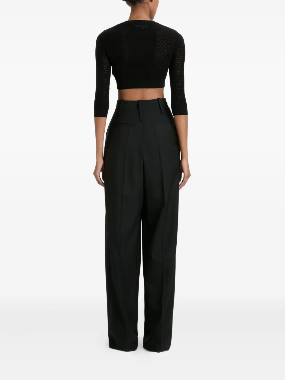 Victoria Beckham three-quarter sleeve cropped cardigan Zwart