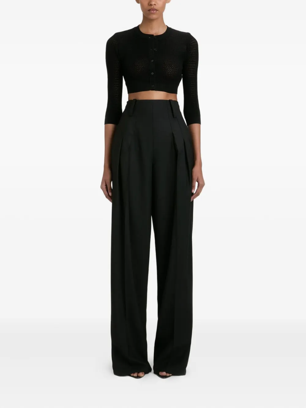 Victoria Beckham three-quarter sleeve cropped cardigan Zwart