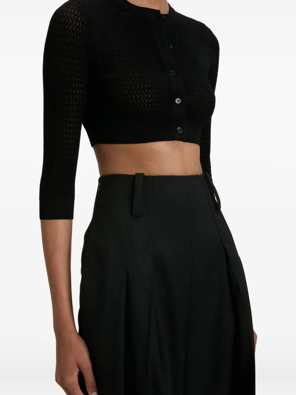 Victoria Beckham three-quarter sleeve cropped cardigan Zwart