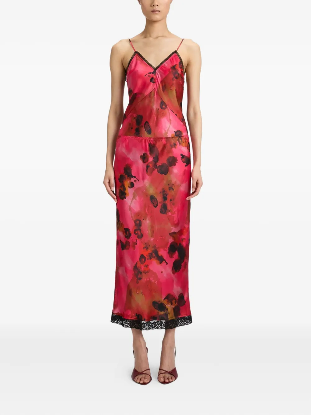 Victoria Beckham Midi-rok met kanten afwerking Roze