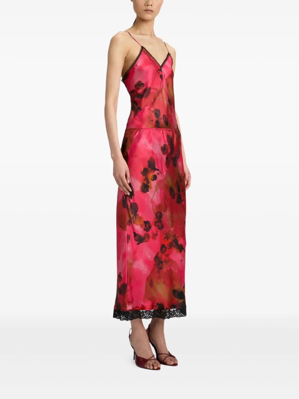 Victoria Beckham Midi-rok met kanten afwerking Roze