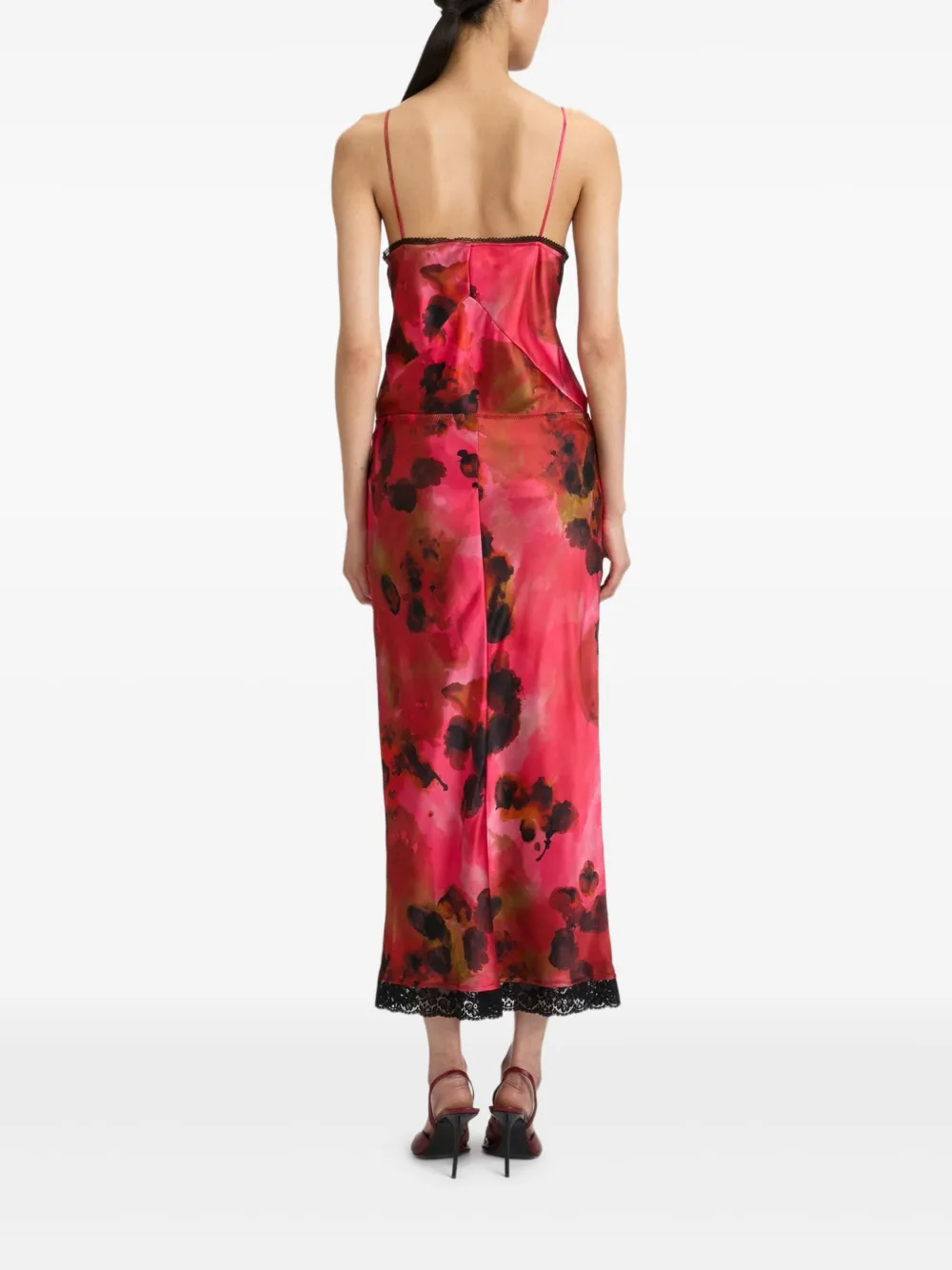 Victoria Beckham Midi-rok met kanten afwerking Roze