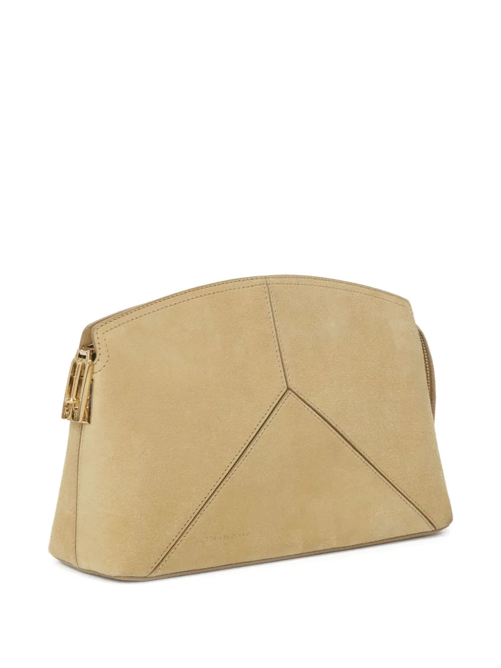 Victoria Beckham Victoria suède clutch met ritssluiting Beige