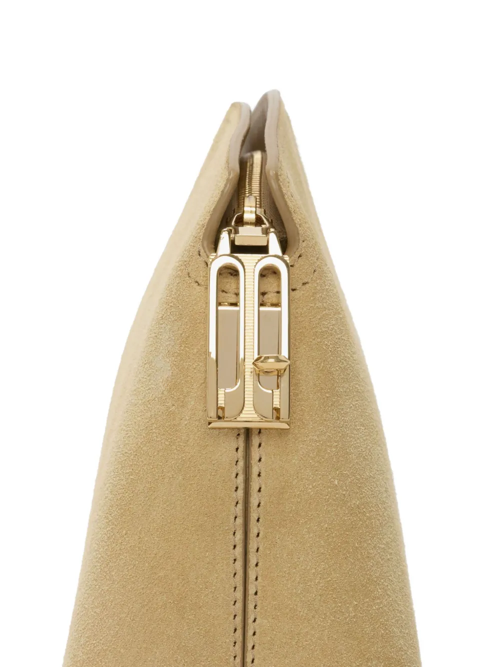 Victoria Beckham Victoria suède clutch met ritssluiting Beige