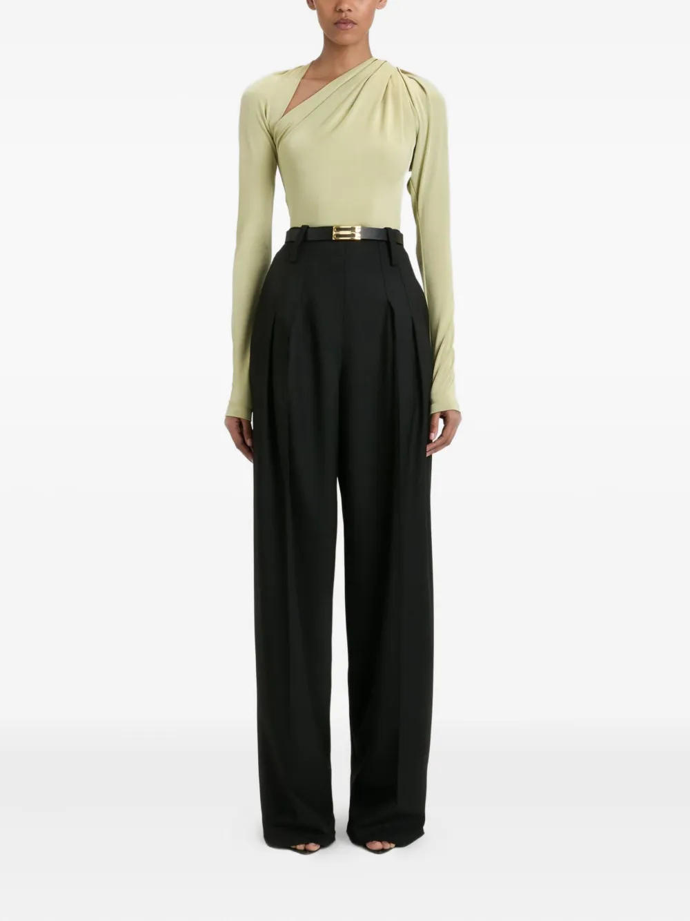 Victoria Beckham draped-neck top Groen