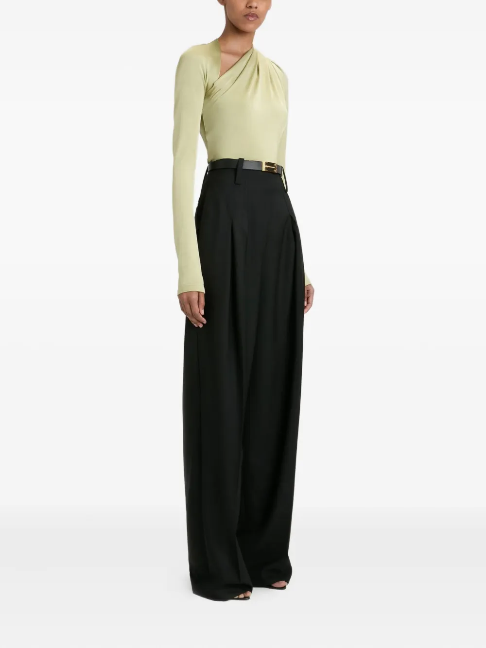 Victoria Beckham draped-neck top Groen