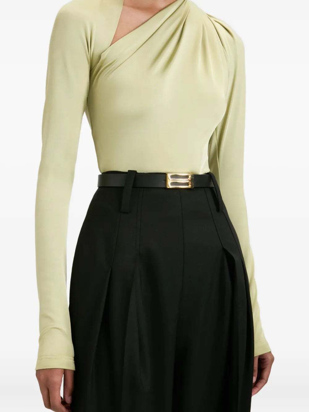 Victoria Beckham draped-neck top Groen