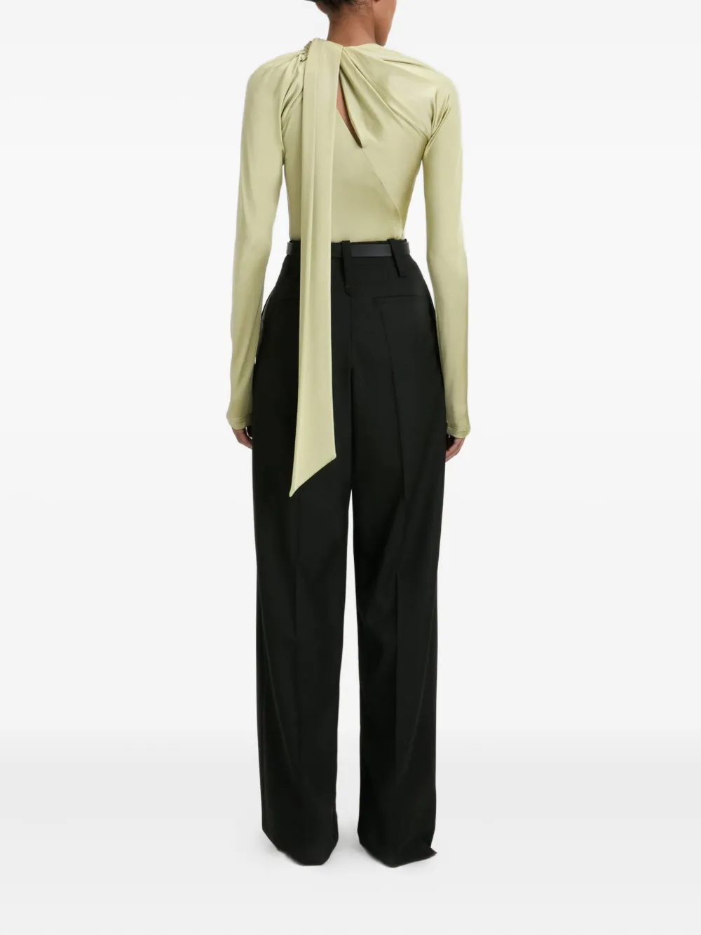 Victoria Beckham draped-neck top Groen