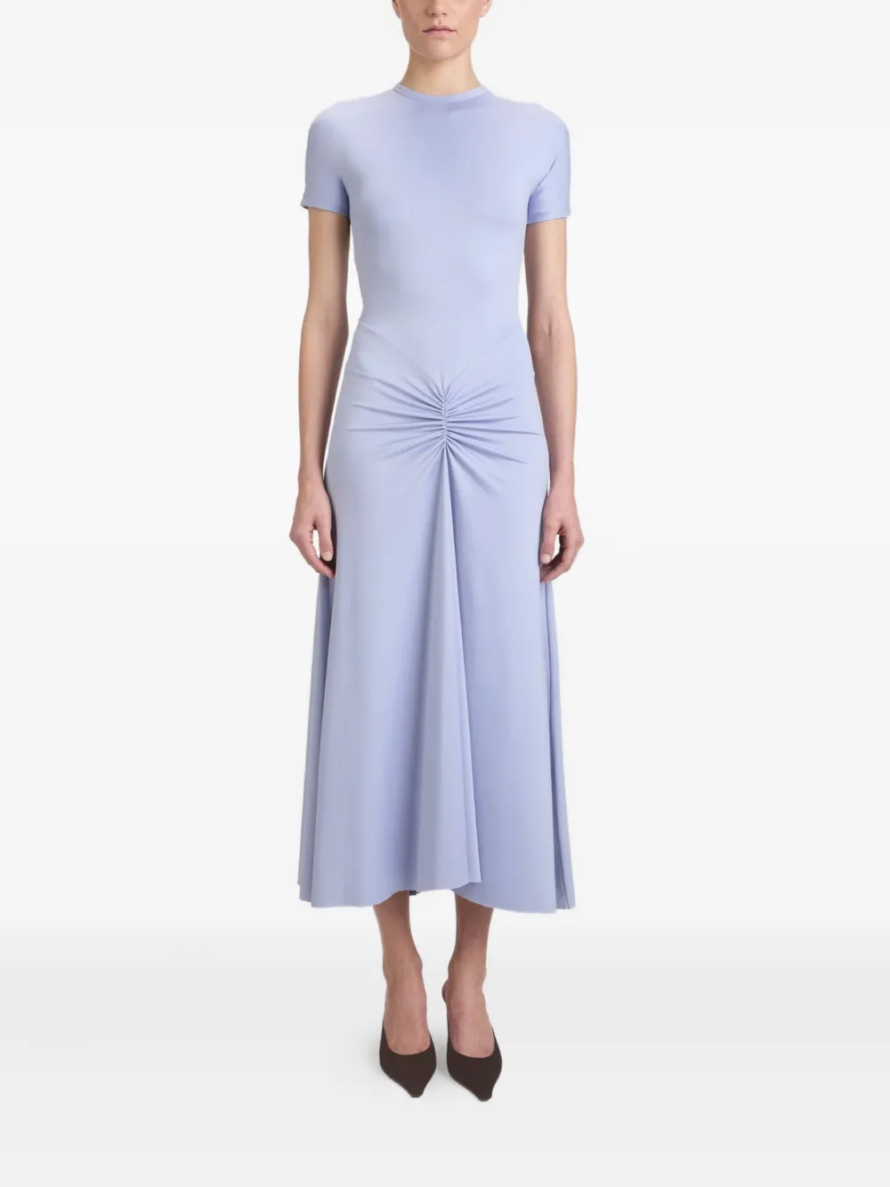 Victoria Beckham Midi-jurk met gesmockte taille Blauw