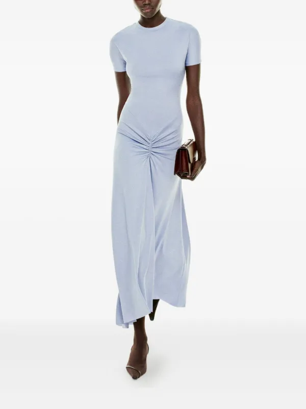 Victoria Beckham Gathered Waist Midi Dress | Blue | FARFETCH GE
