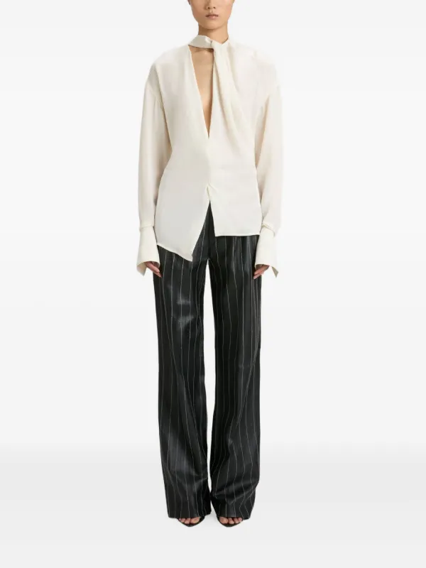 【VICTORIA BECKHAM】pinstriped woven straight-leg パンツ VICTORIA BECKHAM Pinstriped wool wide-leg pants | NET-A-PORTER