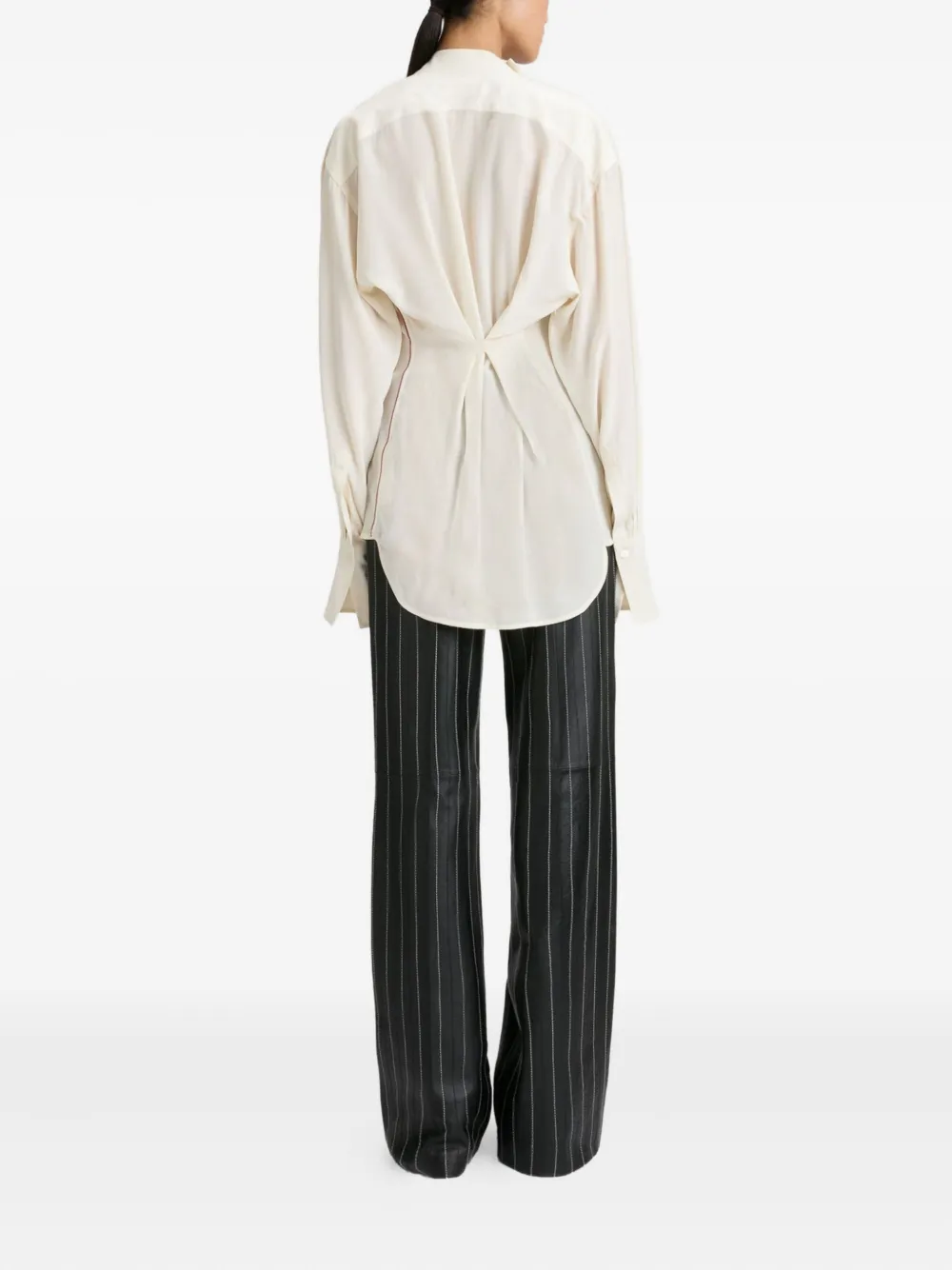 Victoria Beckham pinstripe leather trousers Zwart