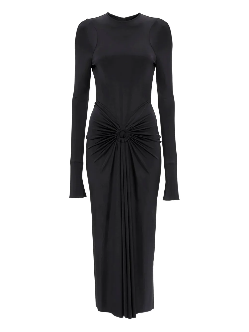 Victoria Beckham gathered long-sleeve midi dress Zwart