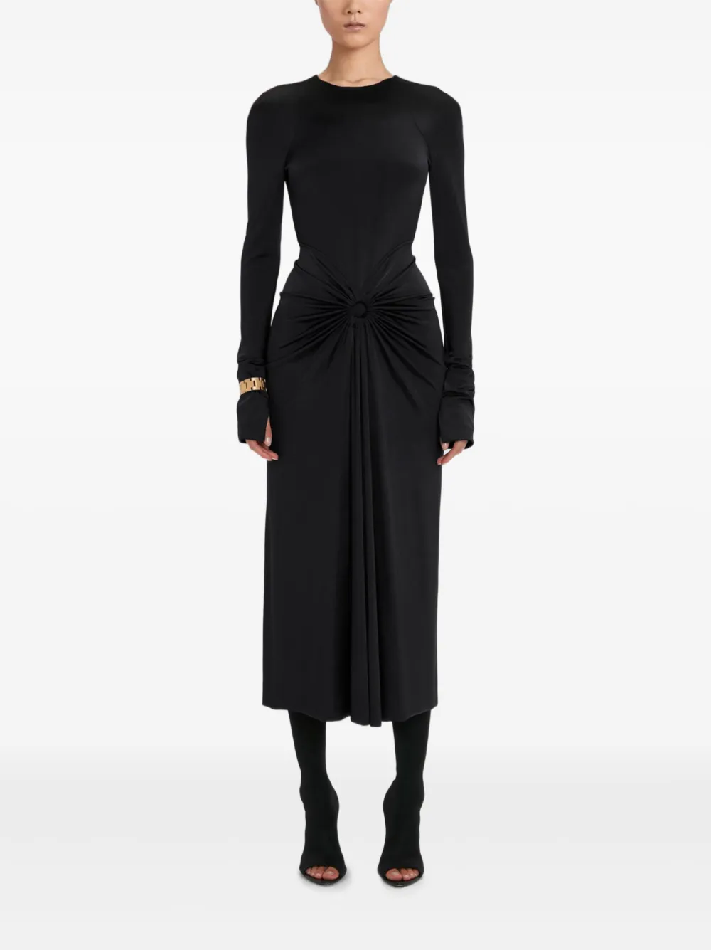 Victoria Beckham Gesmockte midi-jurk Zwart