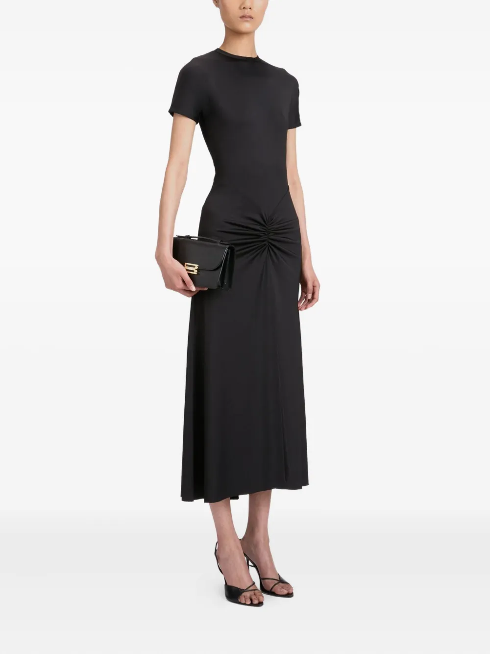 Victoria Beckham gathered waist midi dress Zwart