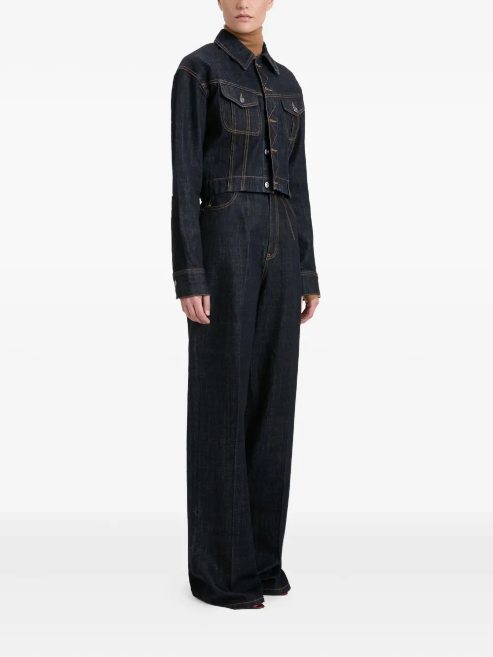 Victoria Beckham cinched high-waisted jeans Blauw