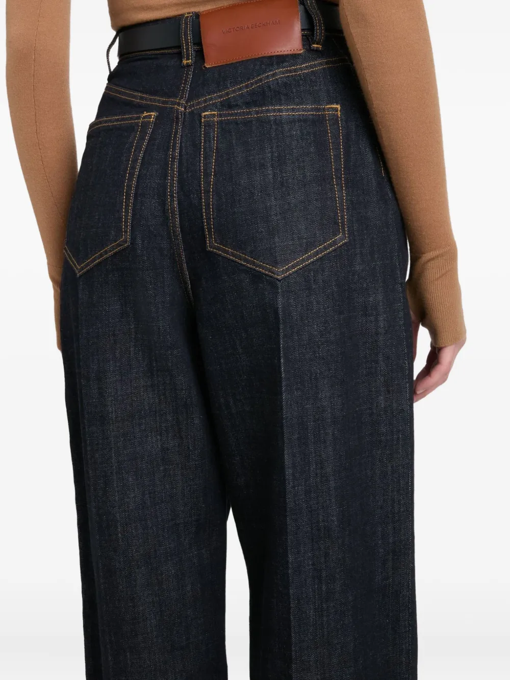 Victoria Beckham cinched high-waisted jeans Blauw