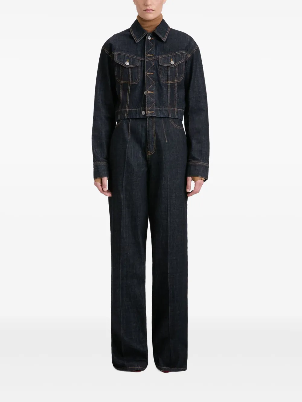 Victoria Beckham cinched high-waisted jeans Blauw