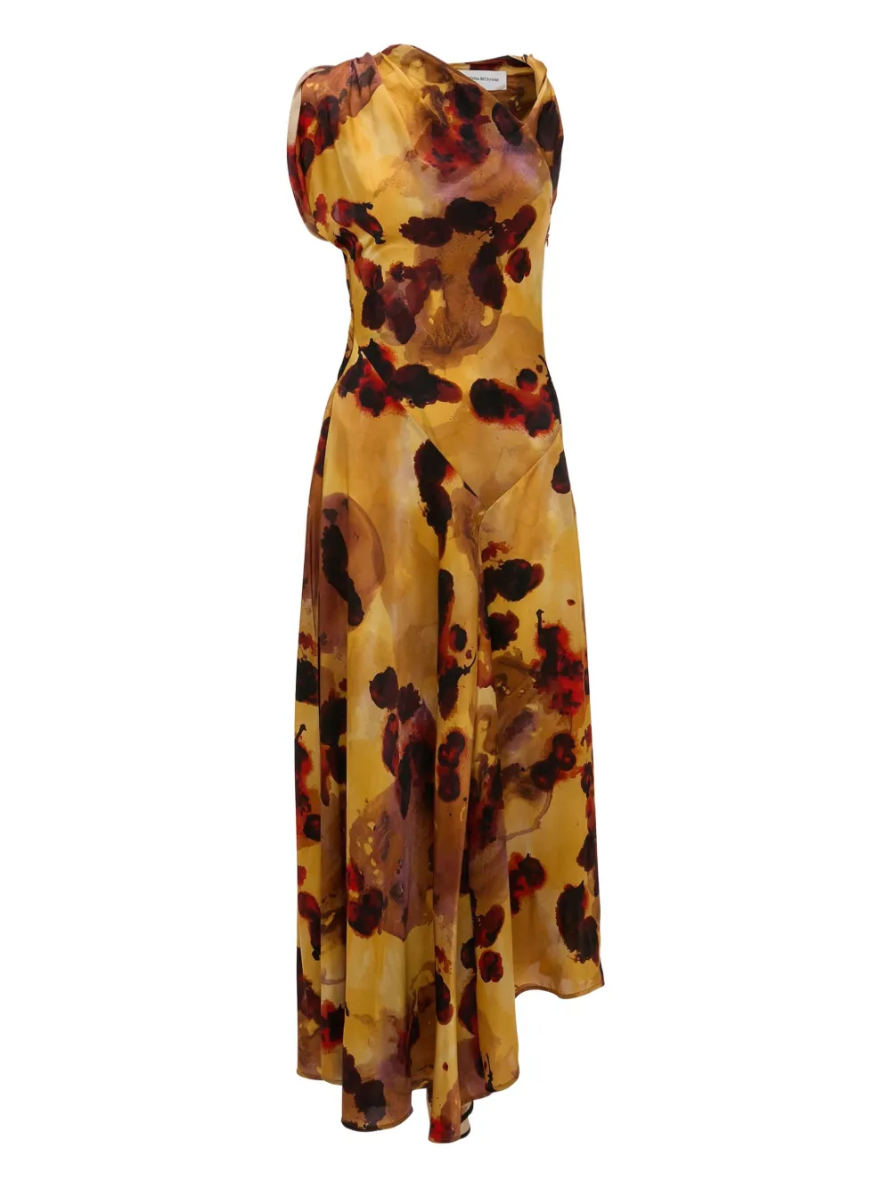 Victoria Beckham draped floral-print asymmetric dress Geel