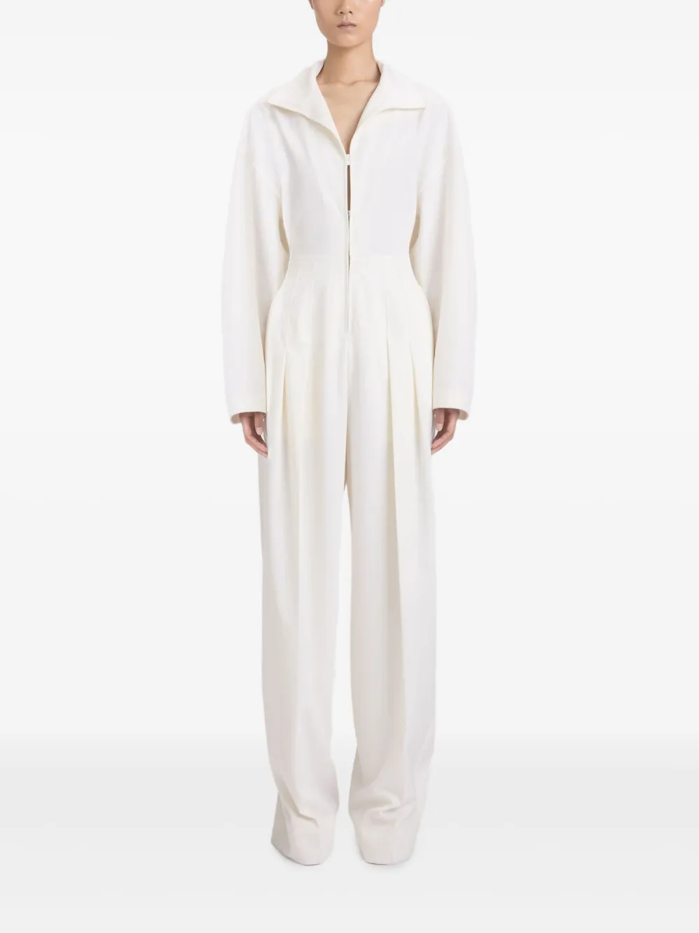 Victoria Beckham Jumpsuit met geplooid detail Beige