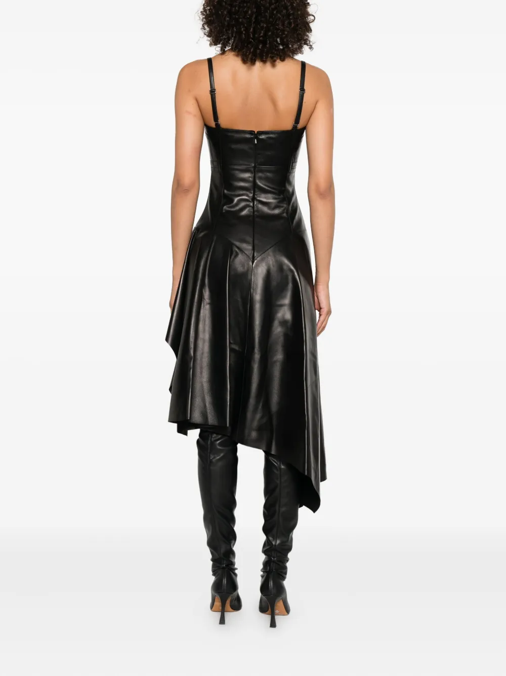 Alexander McQueen leather asymmetrical dress Zwart