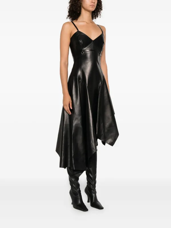 【Alexander McQueen】★leather asymmetrical dress Alexander McQueen Leather Asymmetrical Dress | Black | FARFETCH