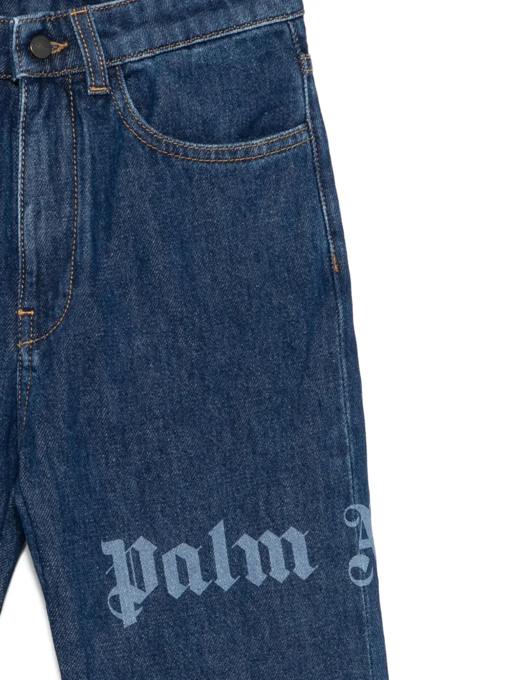 Palm Angels Kids logo-print jeans Blauw