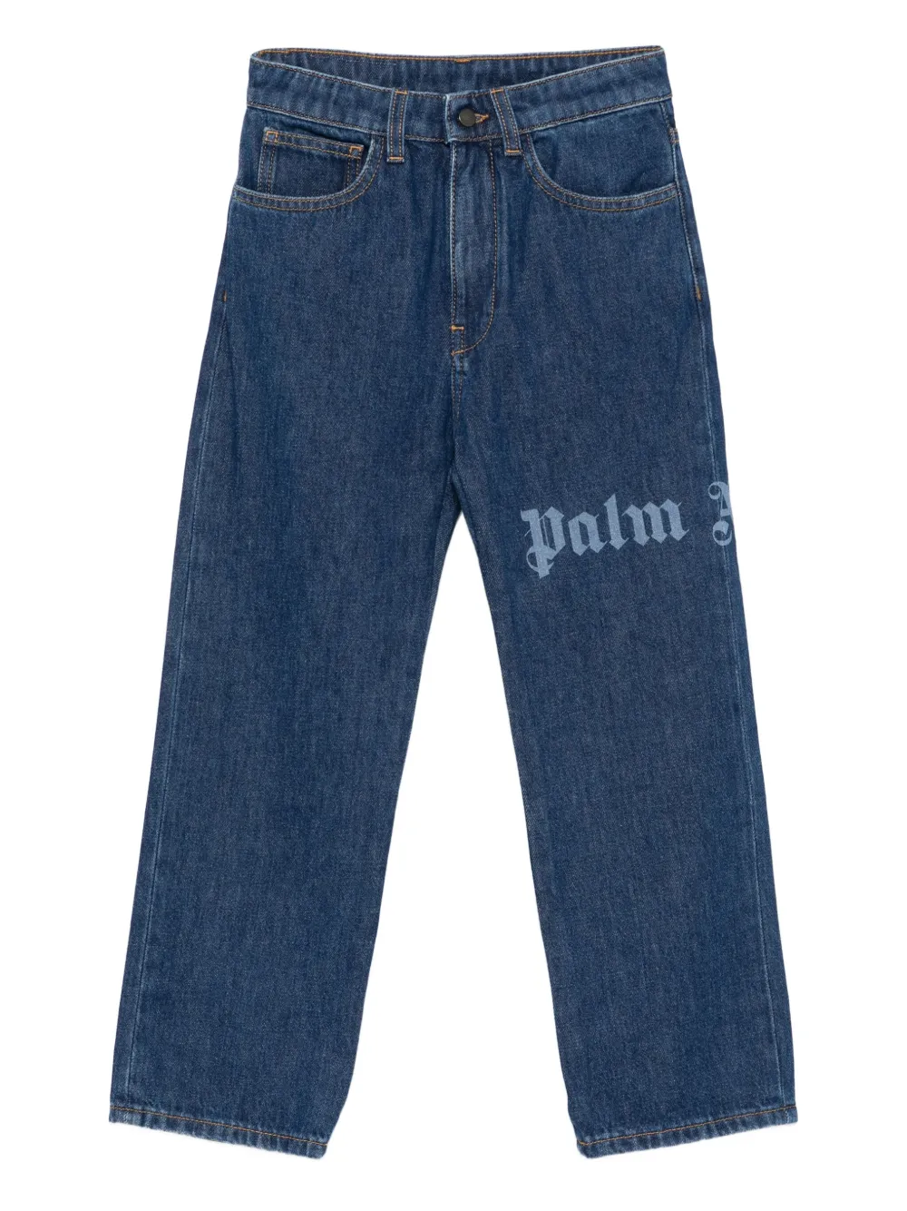 Palm Angels Kids logo-print jeans Blauw