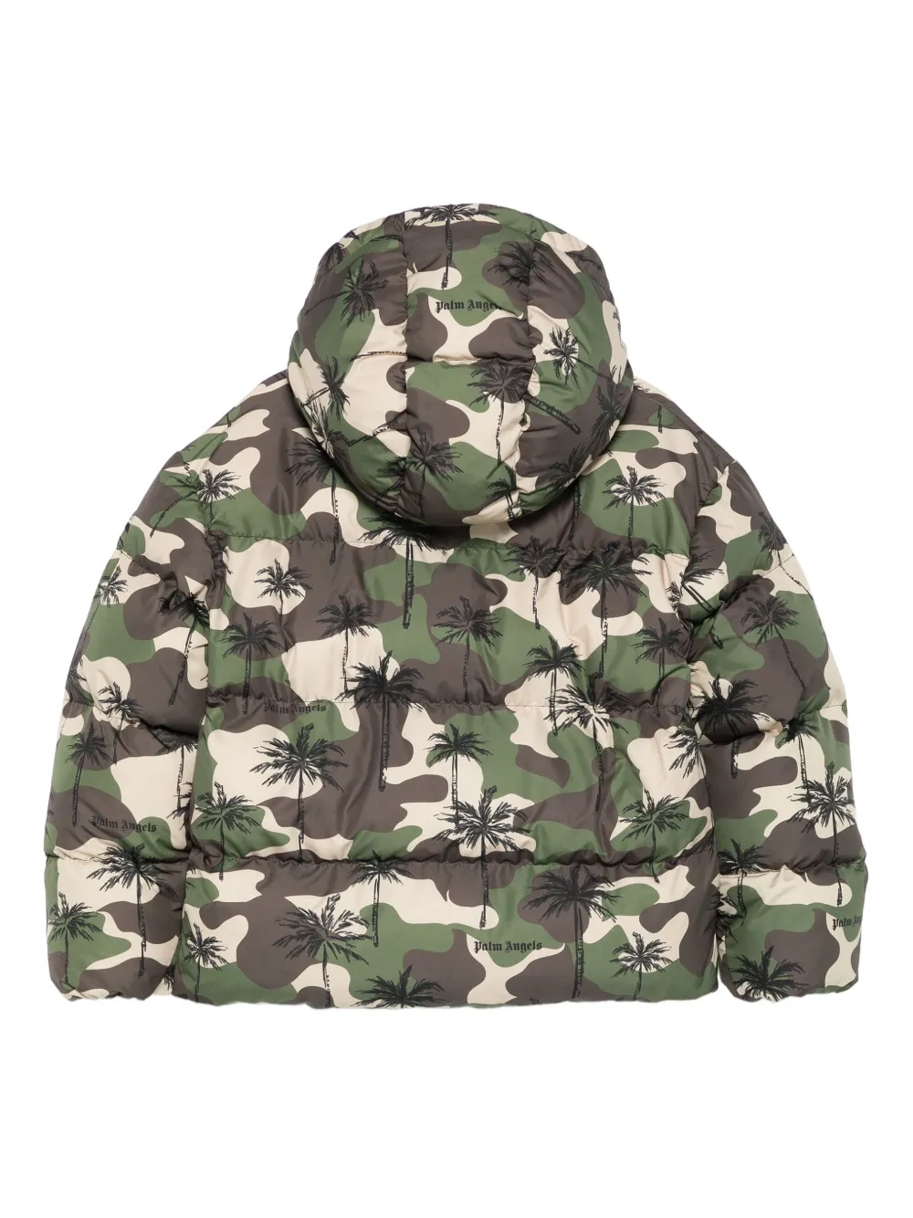 Palm Angels Kids palm-tree camouflage puffer jacket Groen