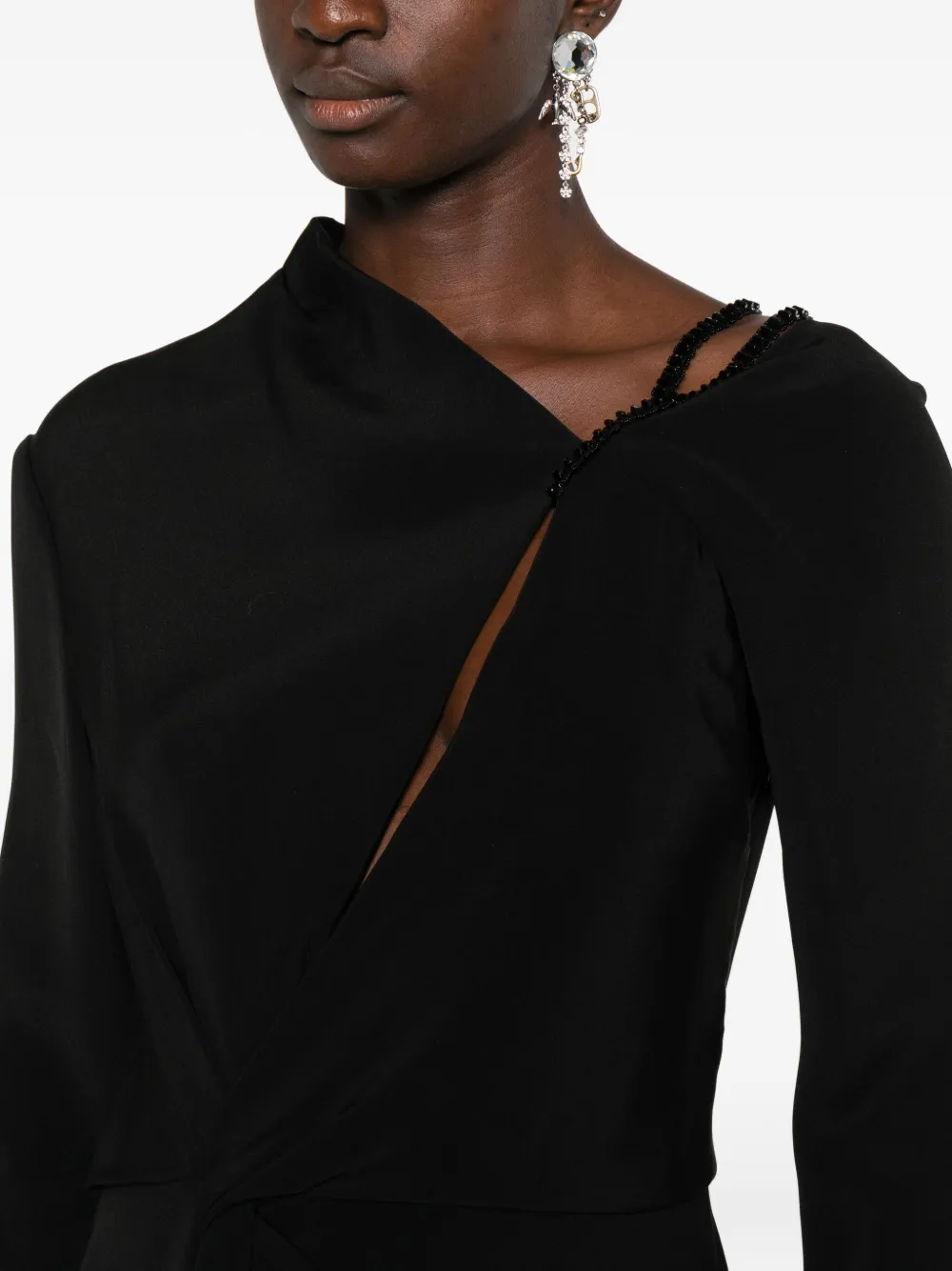 TOM FORD Asymmetrische jurk met gedraaid detail Zwart