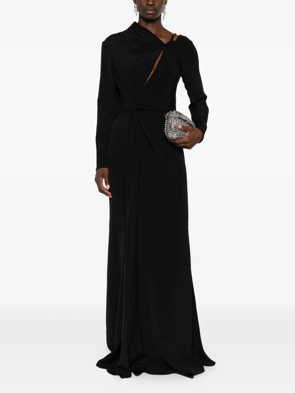 TOM FORD Asymmetrische jurk met gedraaid detail Zwart