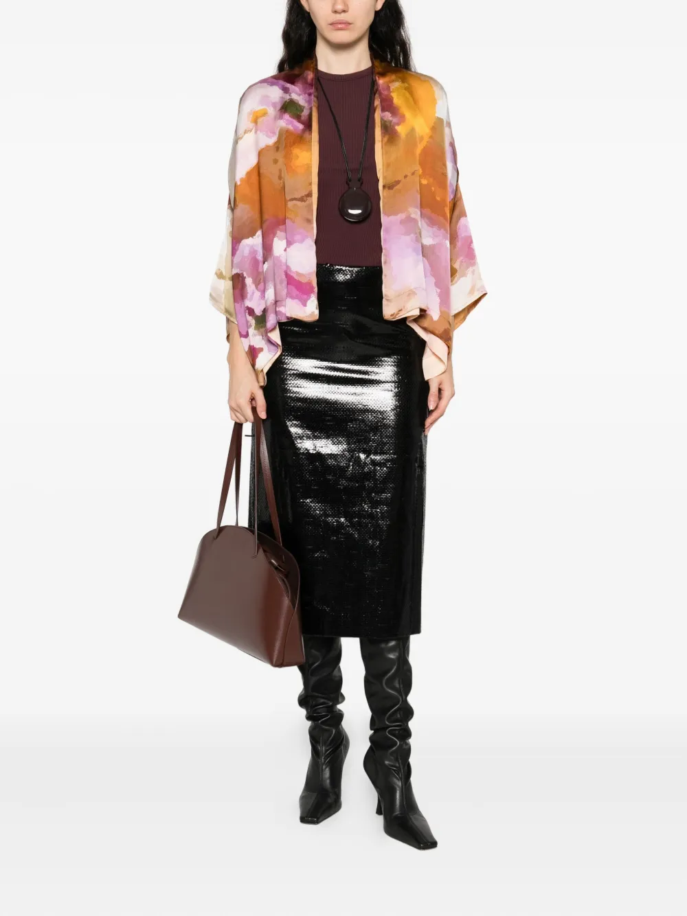 YAVI reversible abstract-print silk velvet jacket | Oversized Jackets | Image 2