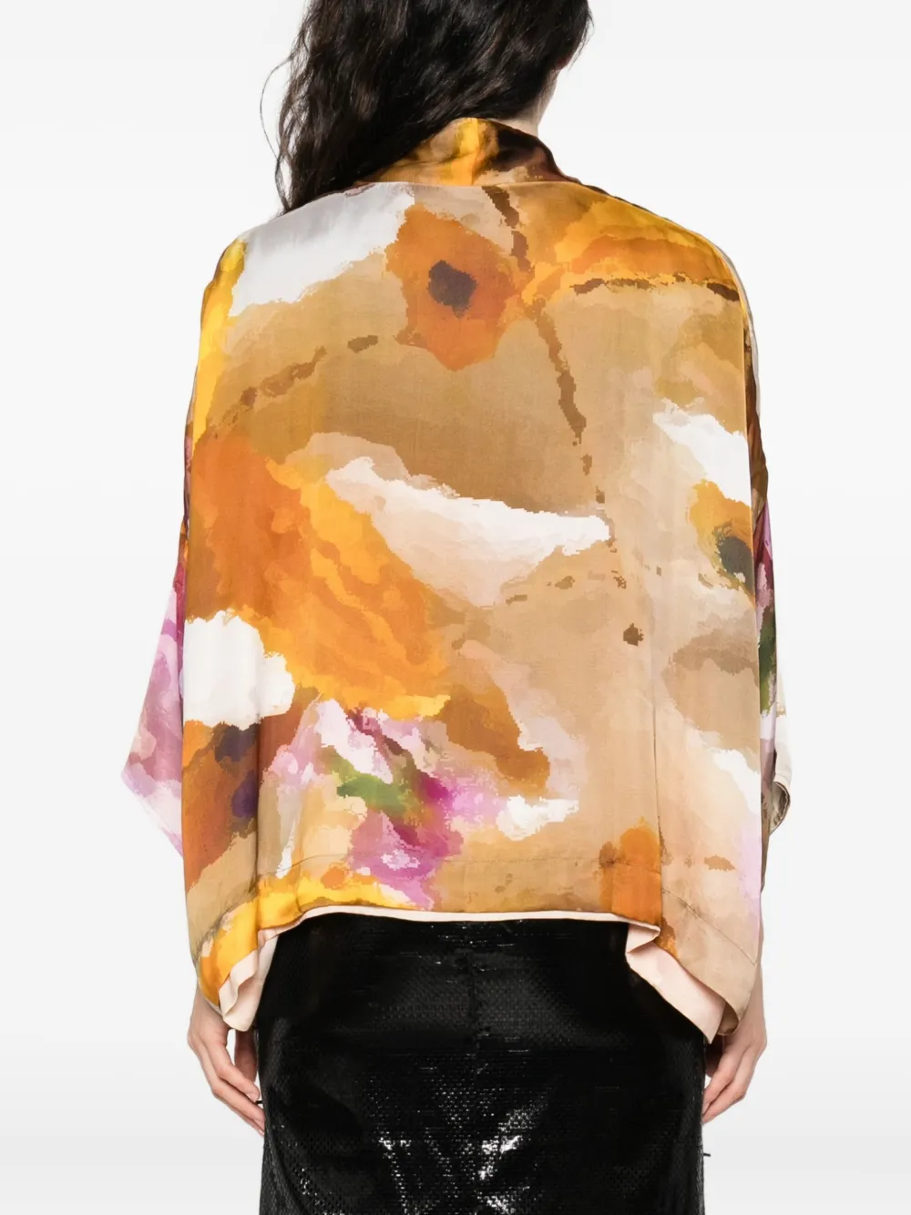 Yavi Reversible Abstract-print Silk Velvet Jacket In Brown