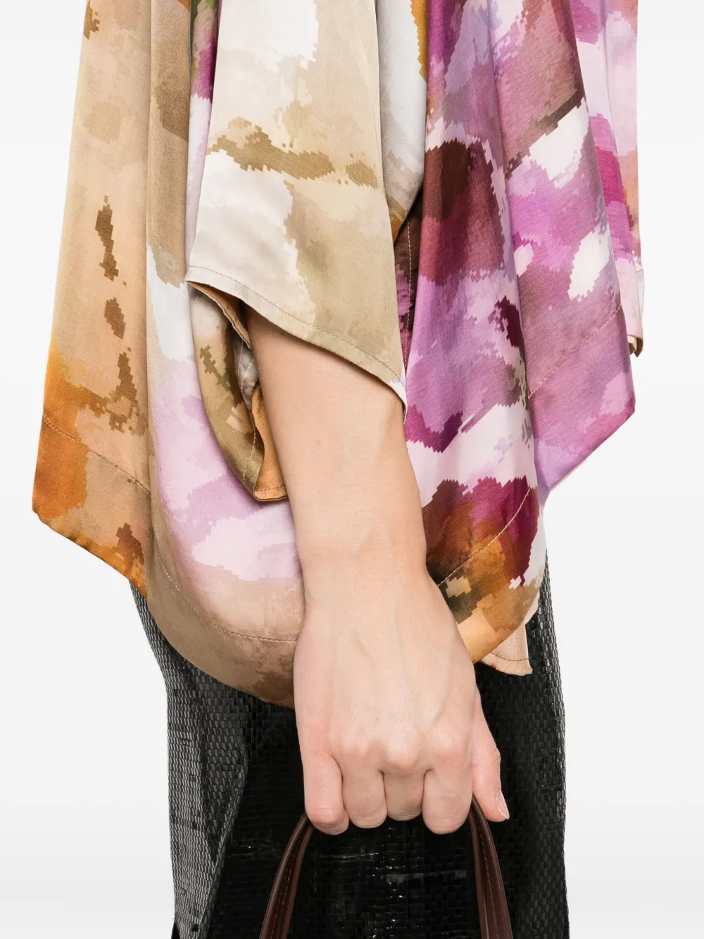Yavi Reversible Abstract-print Silk Velvet Jacket In Brown