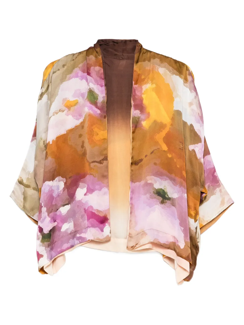 YAVI reversible abstract-print silk velvet jacket | Brown | Image 1